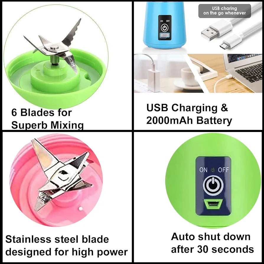 Portable 6-Blade Juicer Blender with Built-In Jar Juice Mixer Bottle